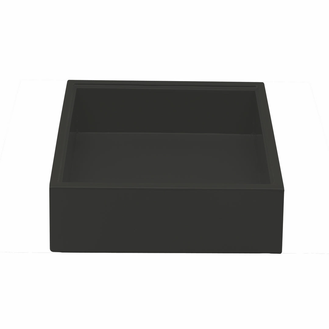 Wenge Wood Finish Square Basket; L: 6" W: 6" Lacquered Black