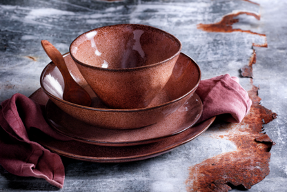 Palmer Bord diep Rustique 21 cm Stoneware Roze