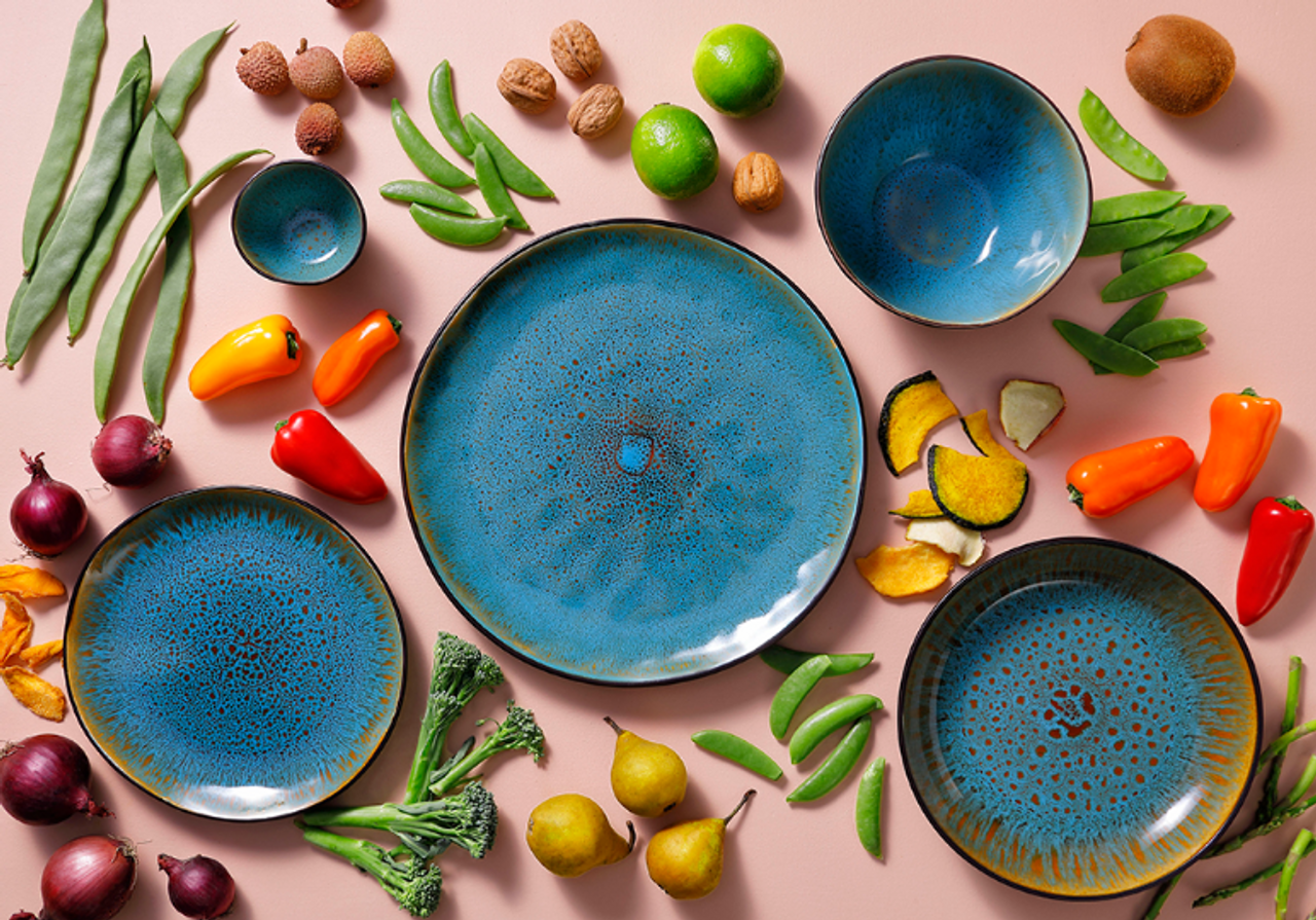 Palmer plate Lotus 20.5 cm Stoneware Turquoise