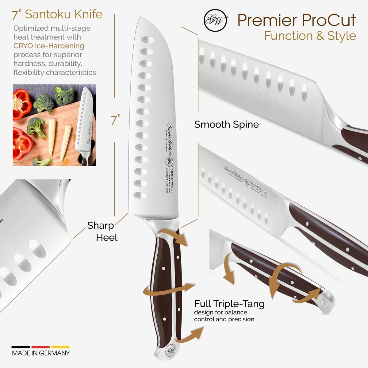 Gunter Wilhelm Thunder Santoku Knife, 7 Inch | Dark Brown ABS Handle SKU: 30-315-0407